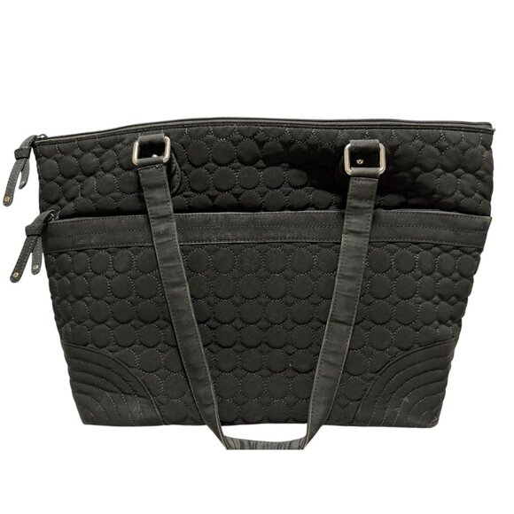 Vera Bradley Black Quilted Large Diaper Bag Changing Pad Floral Vinyl Interior - Picture 2 of 9